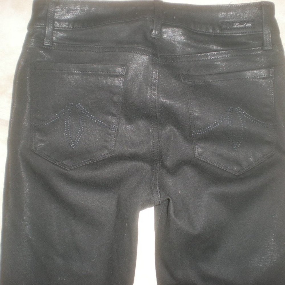 LEVEL 99 Brand Black Shiny Skinny Jeans Size 28-6